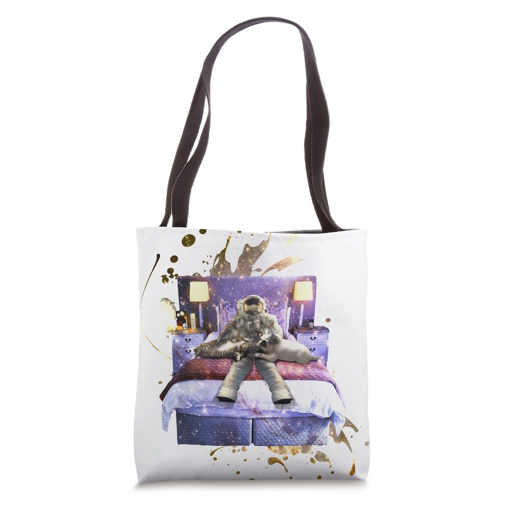 Astronaut Sleep On Bed With Cat And Dog Sleeping Tote Bag T_T